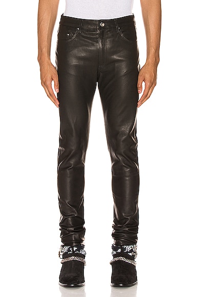 Amiri 5 Pocket Leather Pant In Black | ModeSens