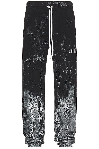 Amiri Cracked Dye Logo Sweatpants in Black