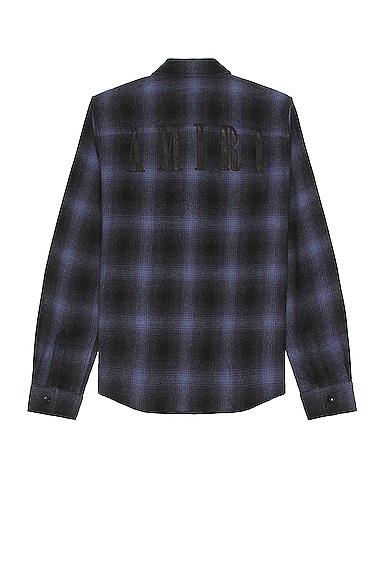 Amiri Leather Applique Shirt in Blue