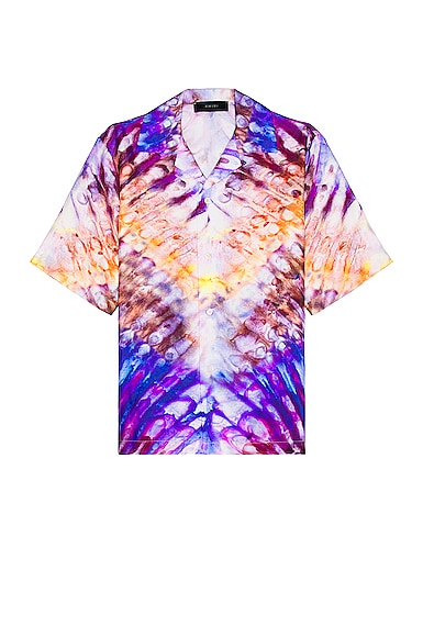Amiri Tie Dye Bowling Shirt in Purple