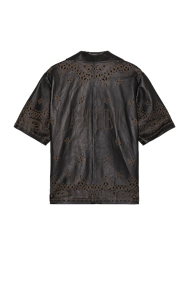 Shop Amiri Leather Bandana Shirt In Black