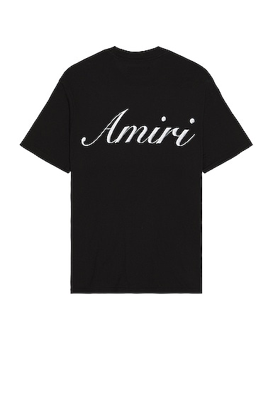 Amiri Script Logo Tee in Black | FWRD