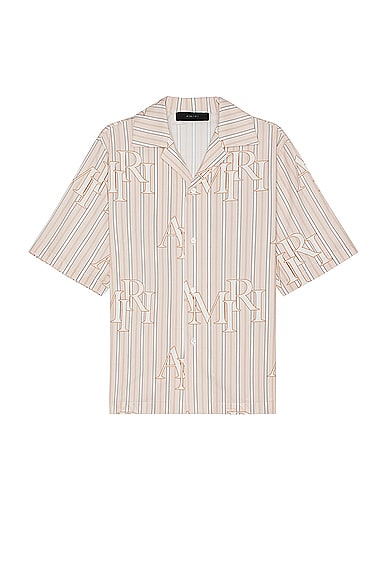 Stripe Staggered Poplin Short Sleeve Shirt