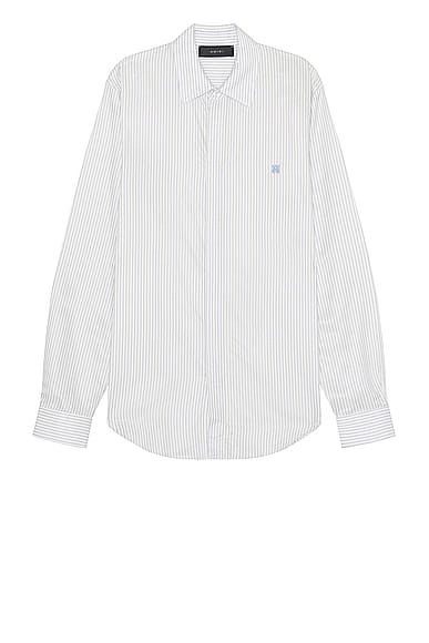 Shop Amiri Crowded Stripe Poplin Shirt In Grey