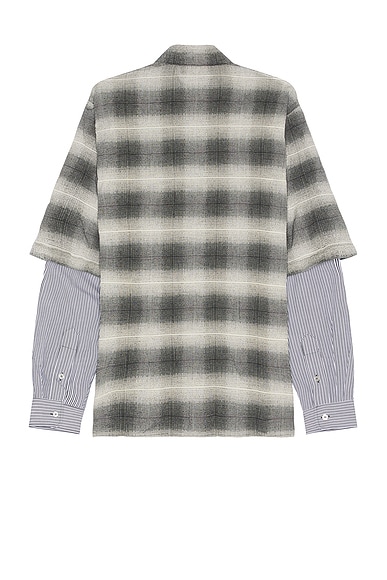 Amiri Double Sleeve Shadow Plaid Shirt In Black