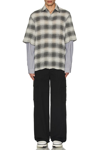 Double Sleeve Shadow Plaid Shirt