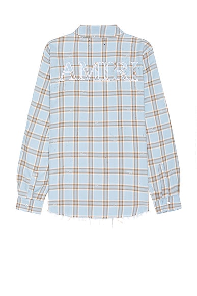 Amiri Shotgun Flannel Shirt in Sea Blue