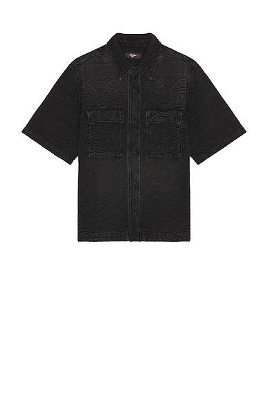 Amiri Bandana Jacquard Camp Shirt in Vintage Black