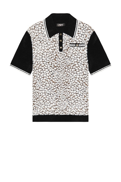 Amiri MA Leopard Polo in Black