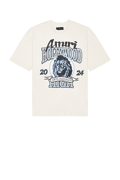 Amiri High Lion Skater Tee in Alabaster
