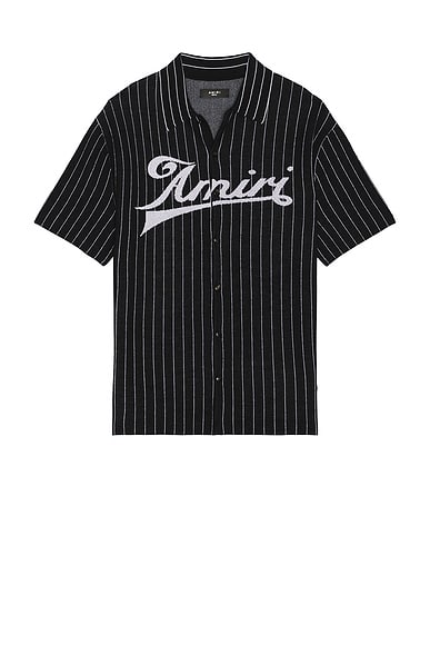Amiri Pinstripe Polo in Black