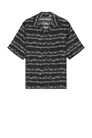 Amiri Jazz Band Bowling Shirt in Black