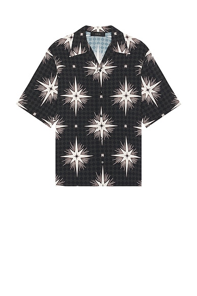 Amiri Starburst Camp Shirt in Black