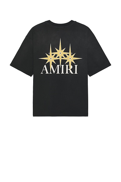 Amiri Staggered Logo Tee in Black | FWRD