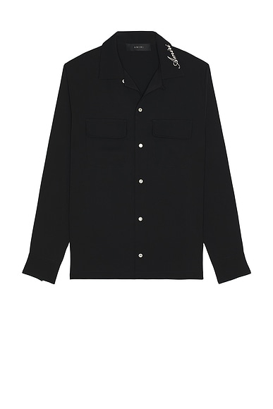 Amiri Round Pocket Dress Shirt in Black