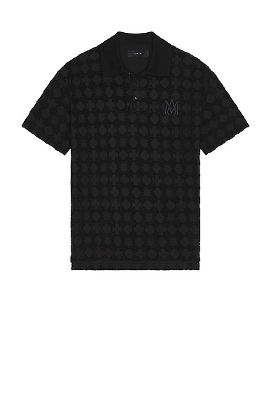 Amiri MA Quad Toweling Polo in Black