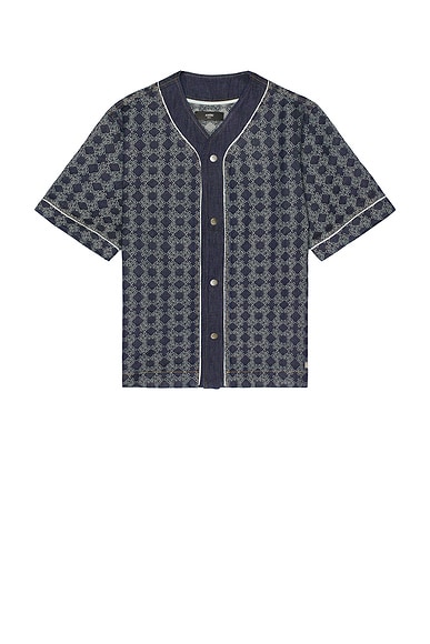 Amiri MA Quad Denim Baseball Shirt in Undone Indigo