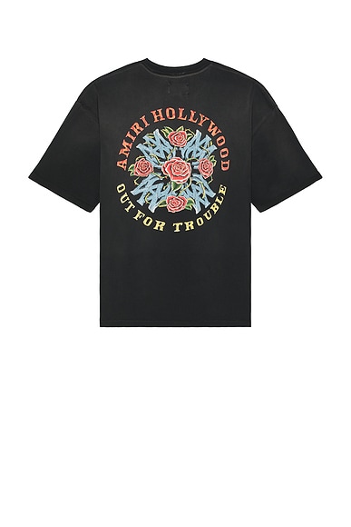 Amiri Out For Trouble Oversized Tee in Black