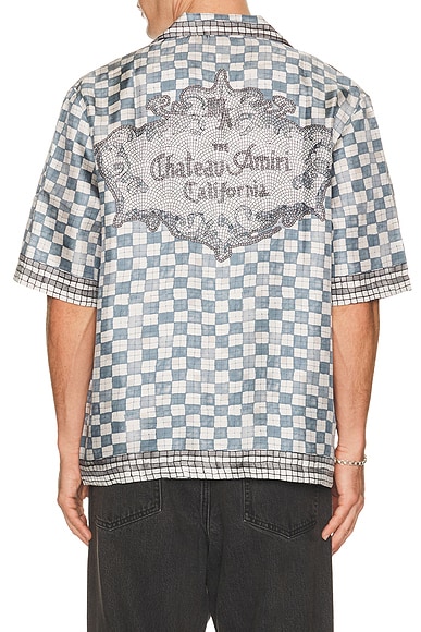 Amiri MA Checkered Bowling Shirt in Steel