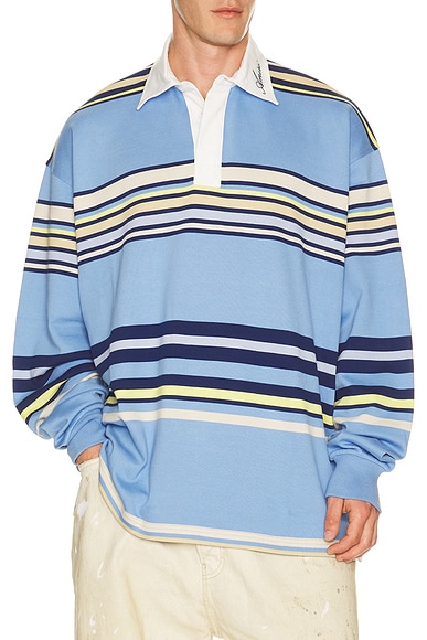 Amiri Striped Polo in Blue