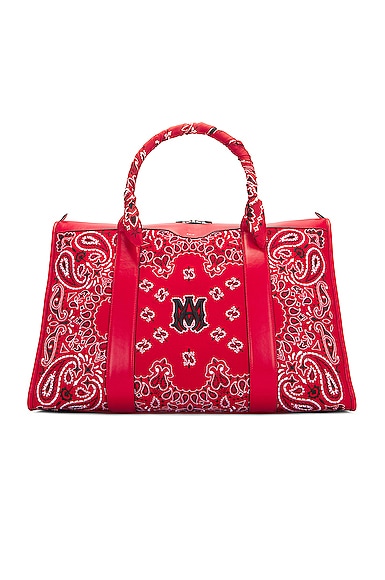 Amiri Bandana Embroidered Weekend Bag in Red
