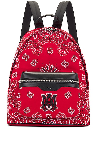 Amiri Bandana Embroidered Backpack in Red