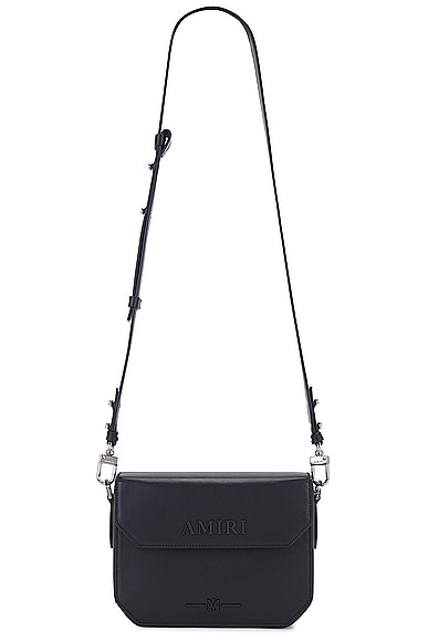 Amiri Nappa Leather Flap Crossbody Bag in Black