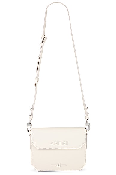 Amiri Nappa Leather Flap Crossbody Bag In White