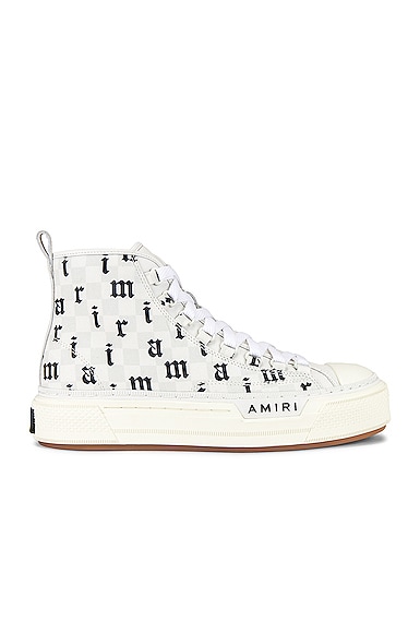 Amiri Old English Court High Top Sneaker in White