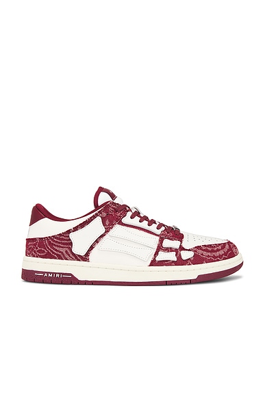Amiri Bandana Denim Skeleton Top Low Sneaker in Burgundy
