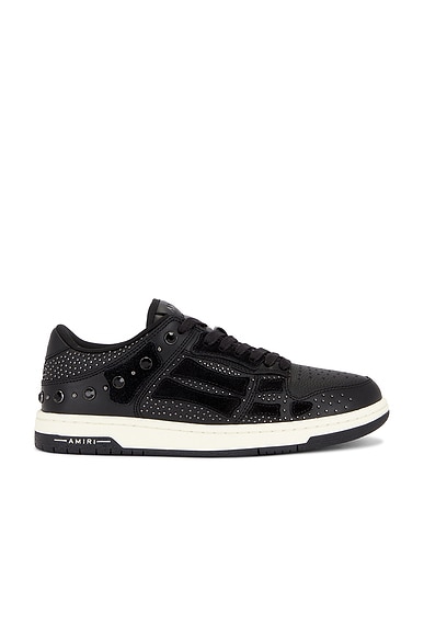 Amiri Crystal Studded Skel Top Low Sneaker in Black