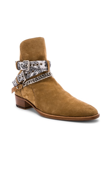 Amiri White Bandana Buckle Boot in Tan | FWRD