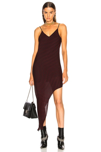 Asymmetrical Dot Silk Dress