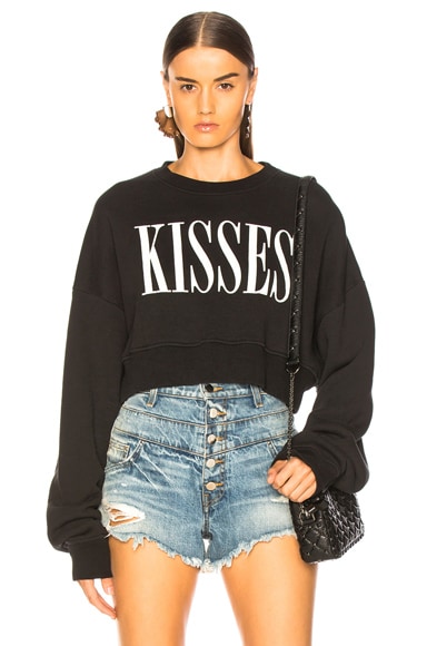 Kisses Cropped Crew Sweater