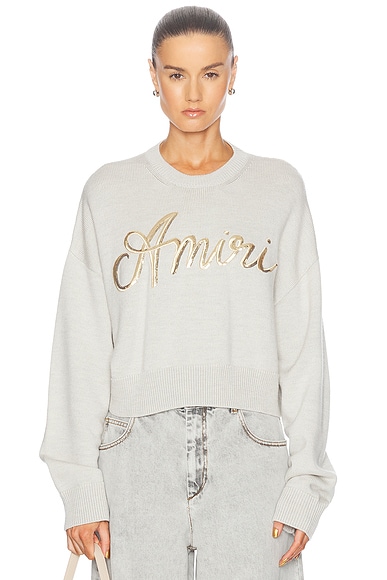 Amiri MA Swirl Crew Sweatshirt in Alabaster