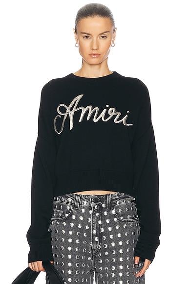 Amiri MA Swirl Crew Sweater in Black