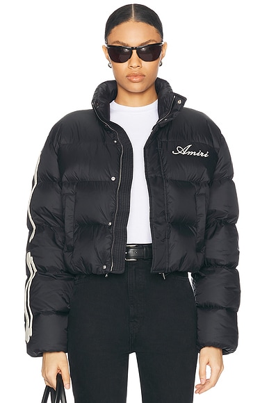 Miu Miu Cropped Nylon Down Jacket in Nero | FWRD
