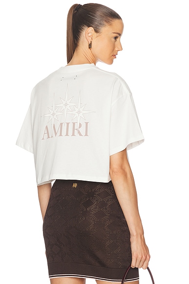 Amiri Starburst Cropped Tee in Ivory