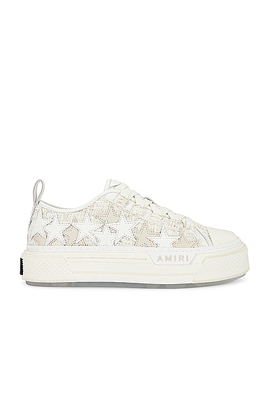 Amiri Boucle Stars Court Low Sneaker in Alabaster