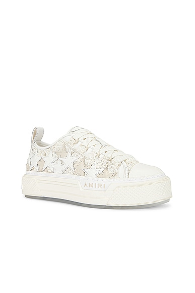 Shop Amiri Boucle Stars Court Low Sneaker In Alabaster