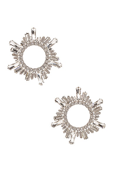 AMINA MUADDI Begum Crystal Earrings in Metallic Silver
