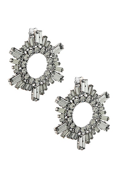 AMINA MUADDI Mini Begum Earrings in Antique Silver & Black Diamond Crystals | FWRD
 