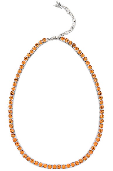 AMINA MUADDI Tennis Necklace in Orange