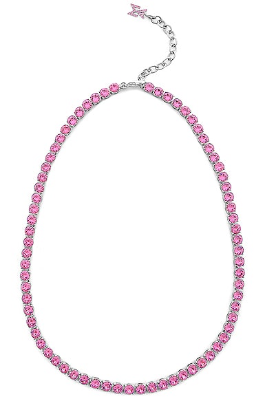 AMINA MUADDI Tennis Necklace in Pink