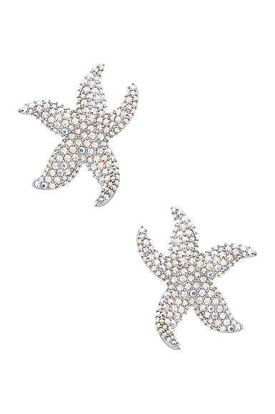 AMINA MUADDI Astra Earrings in Metallic Silver