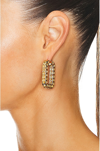 Shop Amina Muaddi Charlotte Hoop Earrings In Golden Topaz