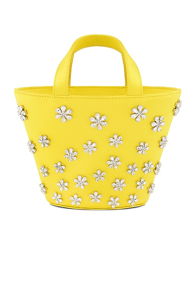 AMINA MUADDI Lily Satin Bucket Bag in Yellow