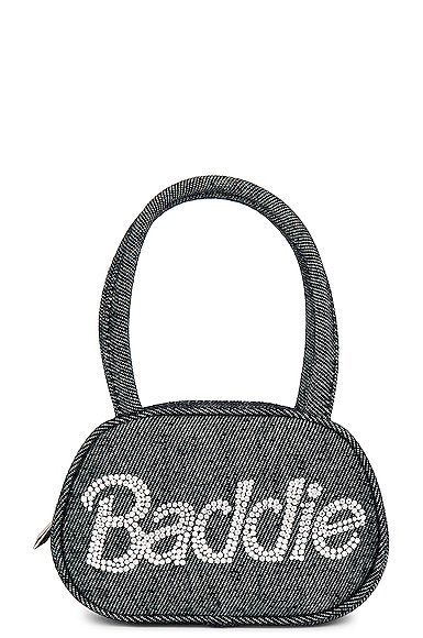 AMINA MUADDI Super Amini Denim Baddie Bag in Denim-Dark