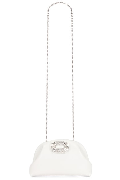 Camelia Leather Bag In White & Silver