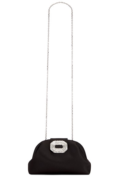 AMINA MUADDI Camelia Satin Bag In Black & Silver